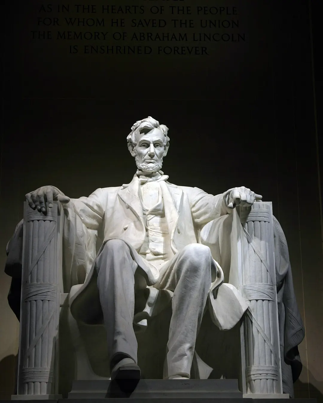 Statue of Abraham Lincoln at the Lincoln Memorial at night, Washington, DC