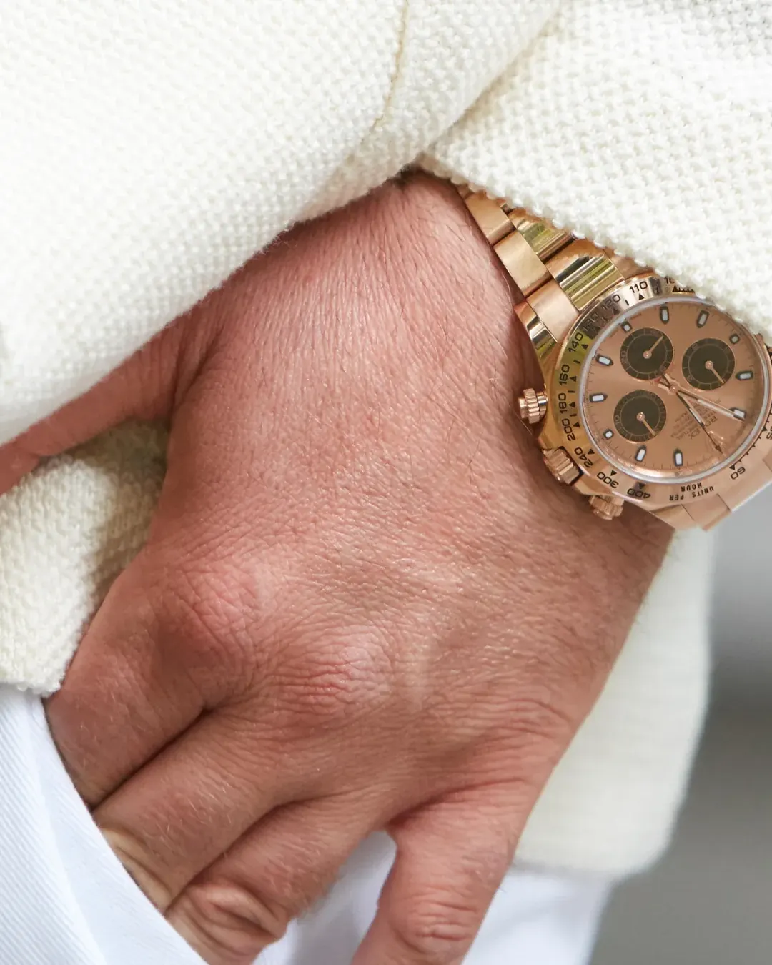 Rolex Cosmograph Daytona in Everose gold on the wrist — Watch Bros Co., Las Vegas